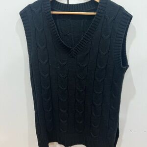 Black Cable Knit Sleeveless Dress